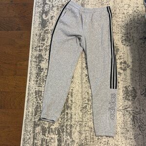 Adidas Gray and Black Joggers with Classic Stripes
